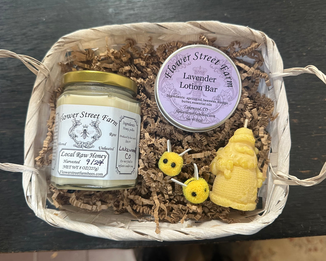Creamed honey/Lotion Bar/Candle Gift Basket