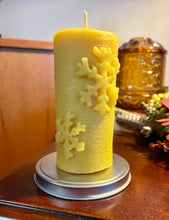 Load image into Gallery viewer, Snowflake Beeswax Pillar Candle
