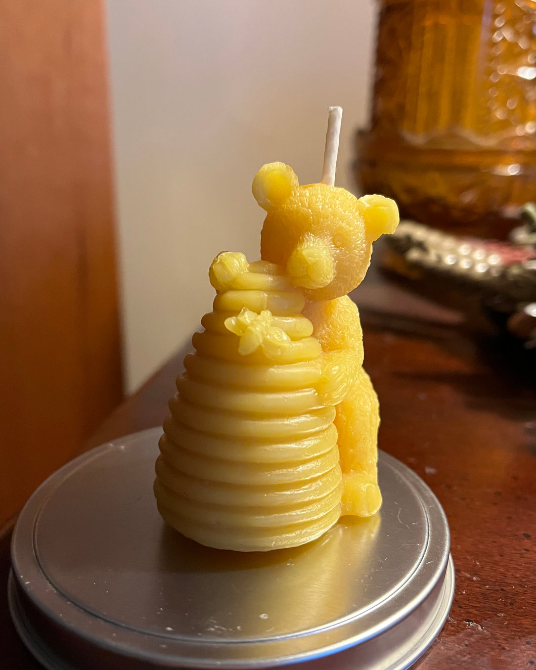 Bear & Beehive Beeswax Candle