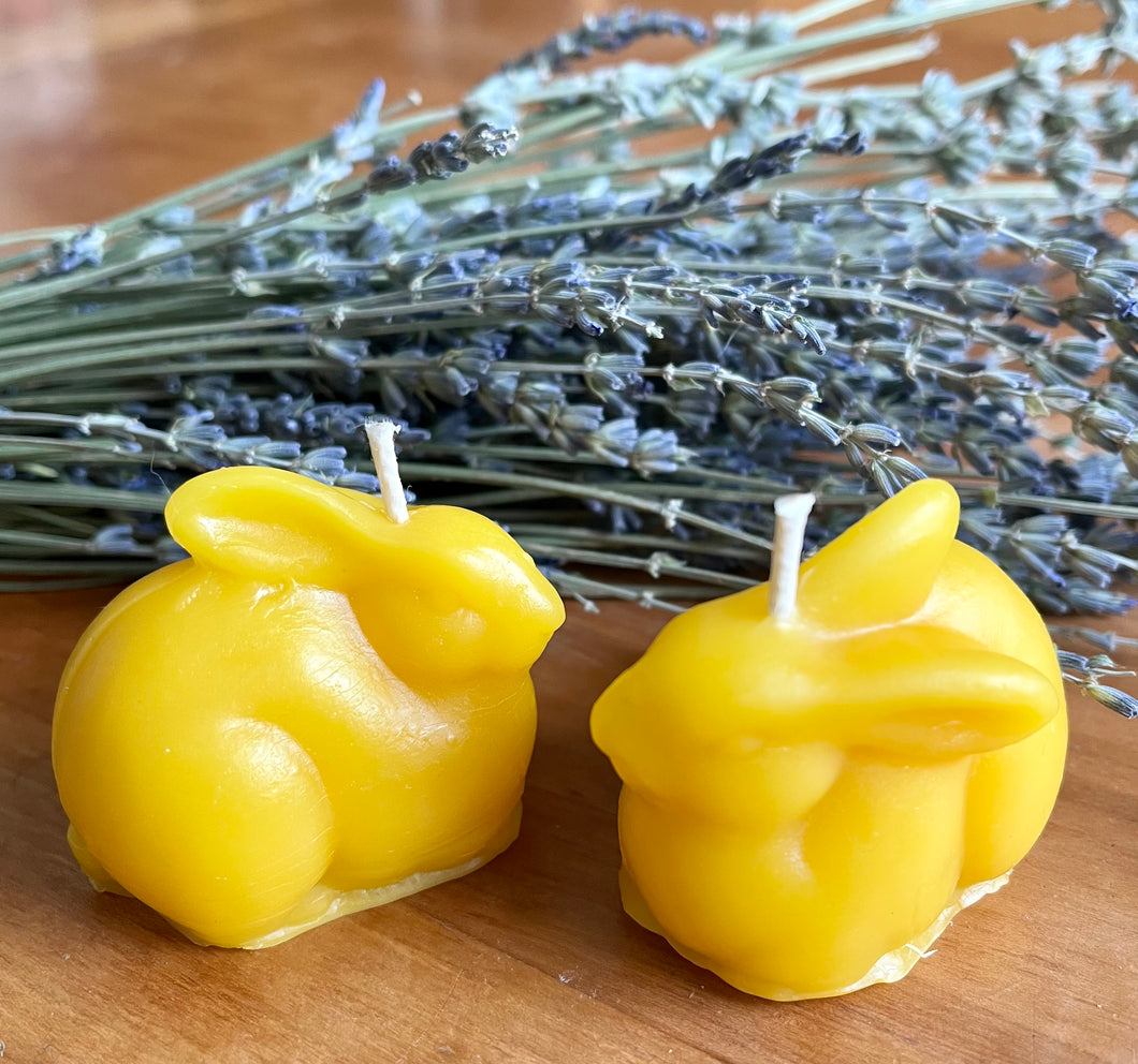 Rabbit Beeswax Candle Pair